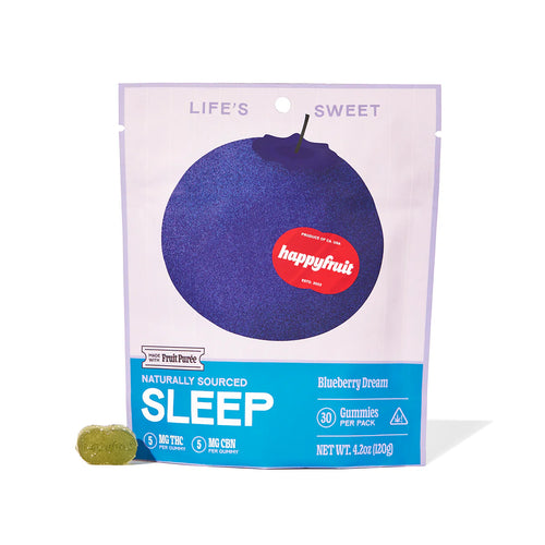 Happy Fruit - Blueberry Dream Gummies (Sleep) - 5mg THC , 5mg CBN Per Gummy