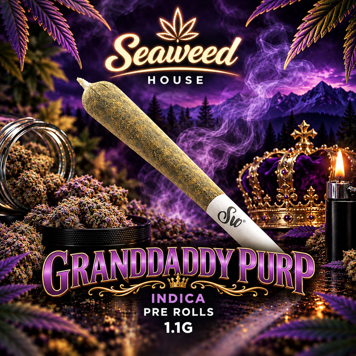 Granddaddy Purp Indica Pre-Roll 1.1g | Seaweed House