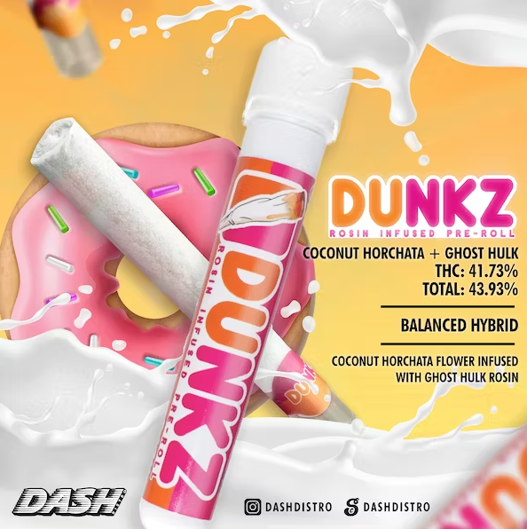 Dunkz 1.5 Gram Rosin-Infused Pre Rolls w/ .5g Hash Hole Worm (Tax Included)