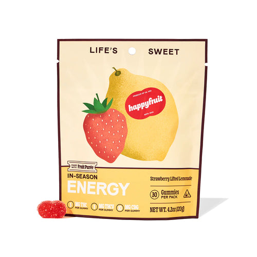Happy Fruit - Strawberry Lifted Lemonade Gummies (Energy) - 5mg THC, 10mg THCV, 10mg CBG Per Gummy