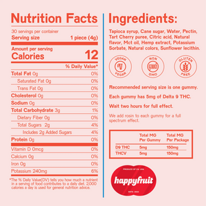Happy Fruit -  Cherry Lifted Limeade Gummies (Energy) - 5mg THC , 5mg THCV
